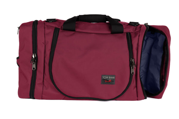 A Raspberry (reddish-purple) Ballistic Aeronaut 45 with a Dusk (dark bluish-purple) interior.